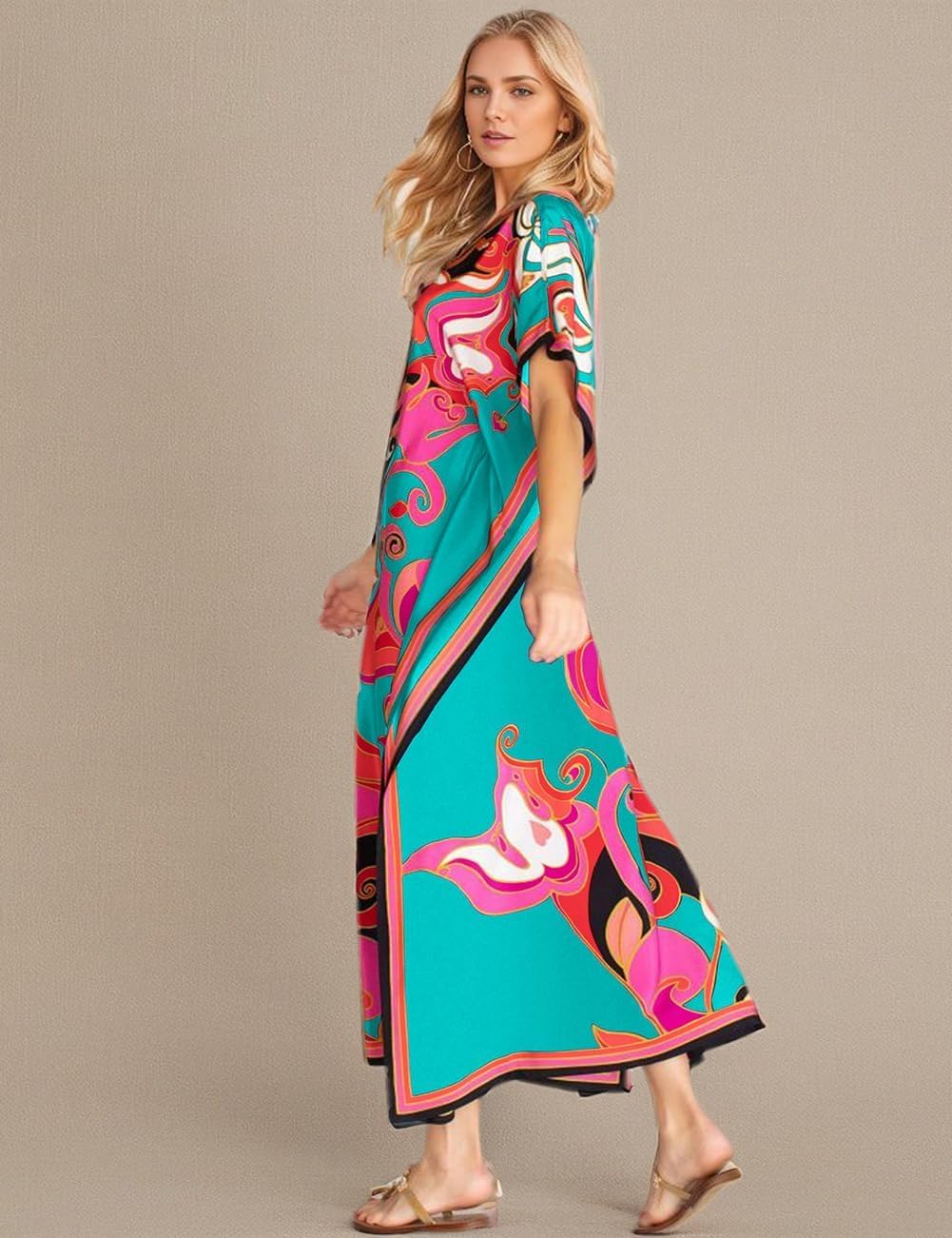 Bsubseach Women Plus Size Kaftan Dress Swimsuit Cover Up Caftan Maxi Beach Dresses Cover Ups - Image 5