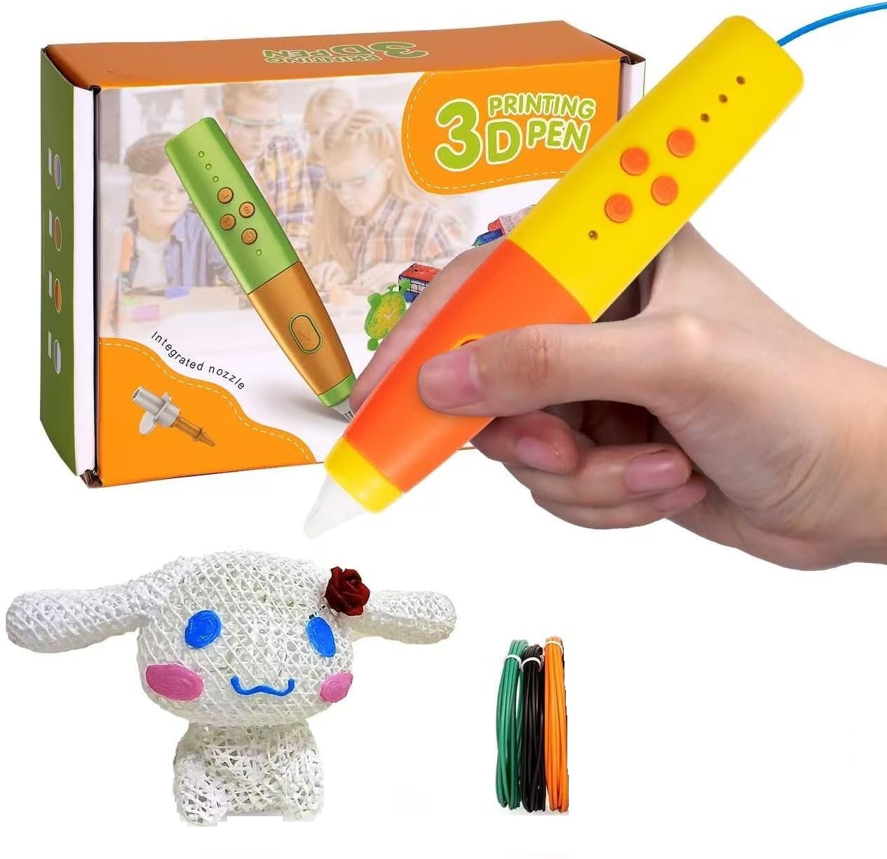 Stylo impression 3D sur batterie pour enfants technologie basse temperature PCL, Stylo 3D sans fil et sans risque de brûlure