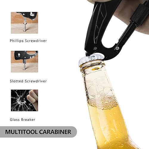 Miniatura 4 de KITORY Multitool Carabiner Pocket Knife, EDC Carabiner Knife with Keychain Clip Bottle Opener, Window Breaker Screwdriver for Outdoor Camping Hiking