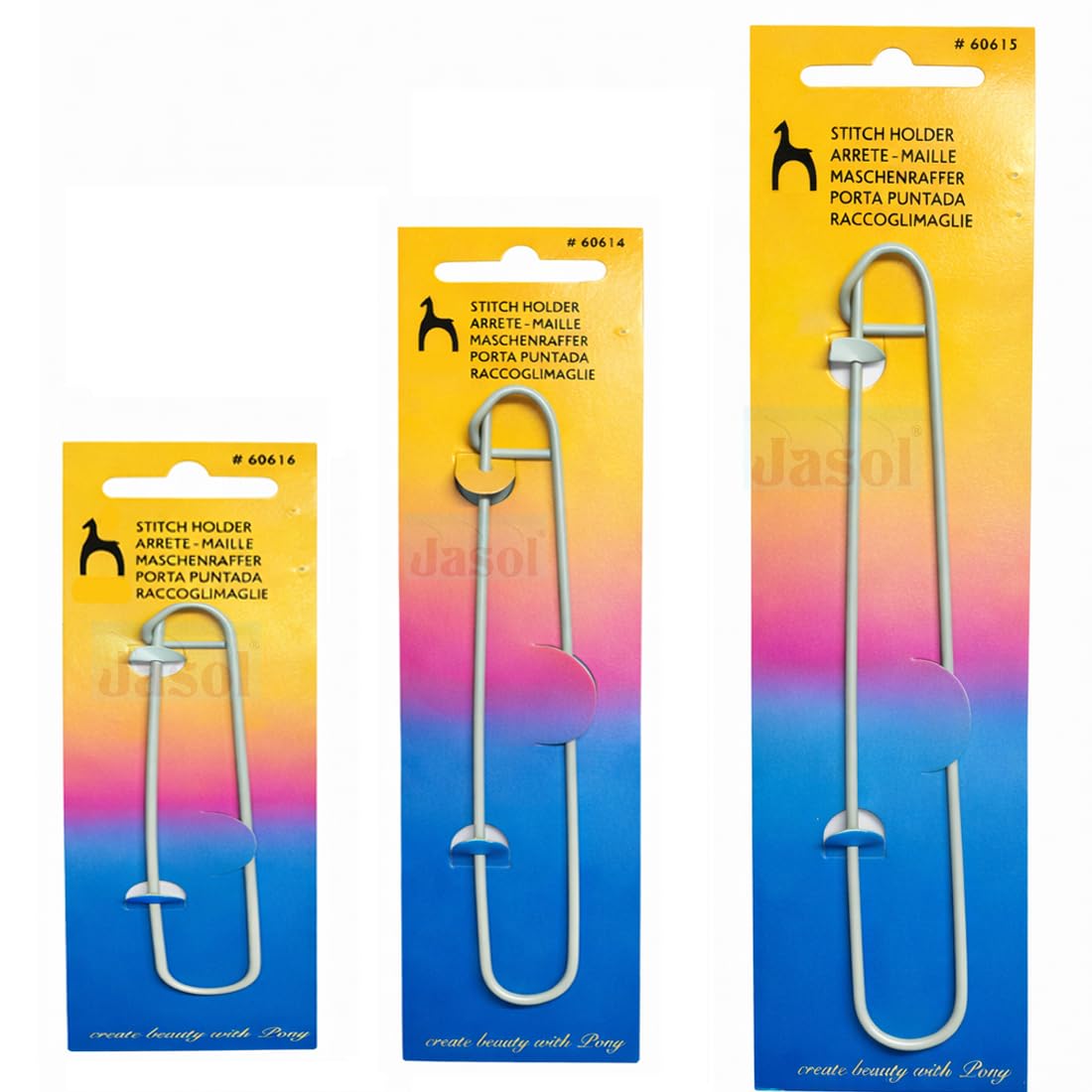 Jasol Pony Aluminium Knitting Stitch Holders Set (3 Sizes) | Safety Pin Style Crochet Cable Needles | Colorful Yarn Holders for Knitting, Sewing, Quilting & Craft Projects-image-36