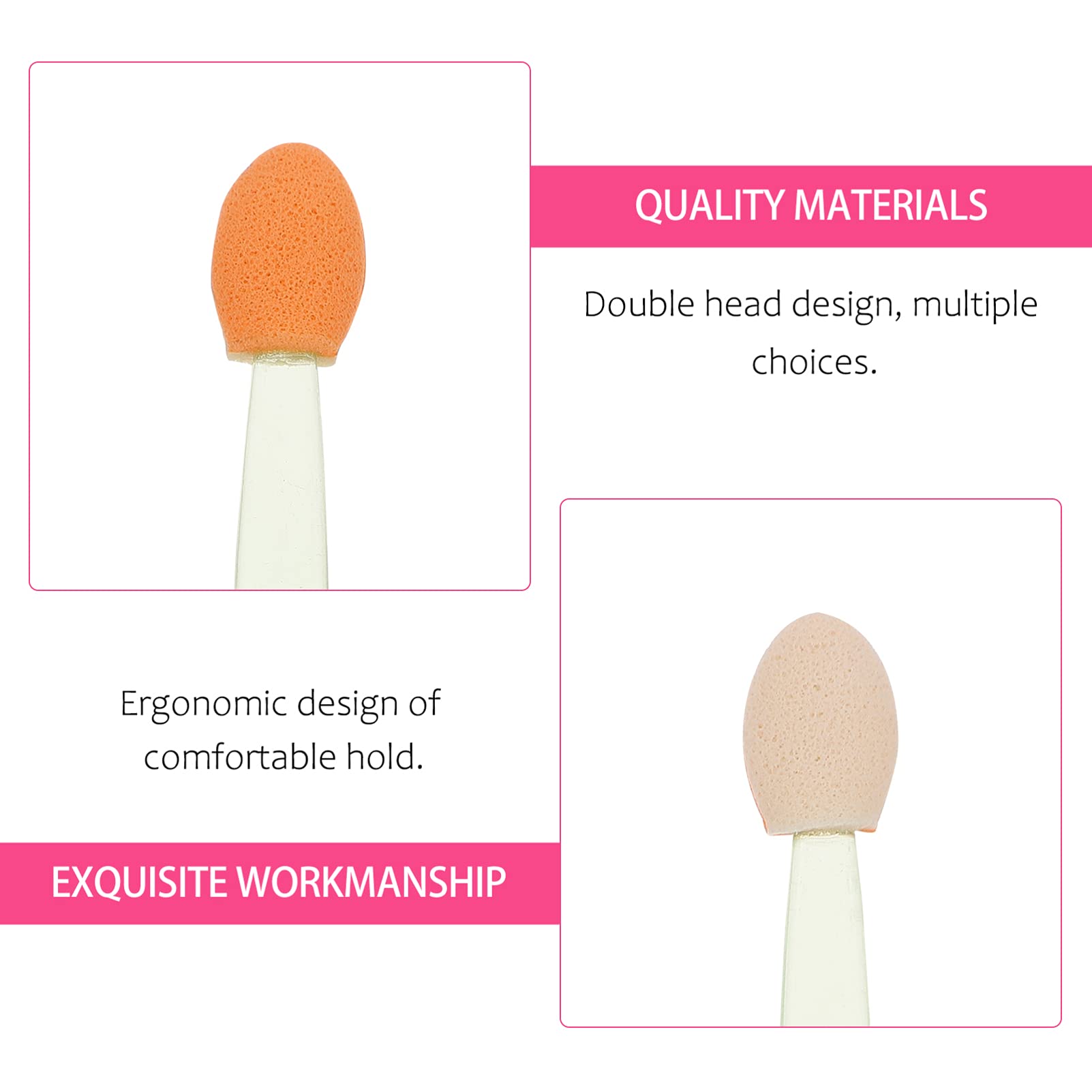 minkissy Dual-sided Sponge Eye Shadow Brush 100pcs Disposable Makeup Tools Latex Sponge for Eyes Lashes Eyebrows for Parties and Travel