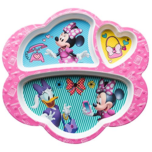 Zak Designs MMCX-0010-E-AMZ Kids Divided Plates, Disney Minnie Mouse & Daisy