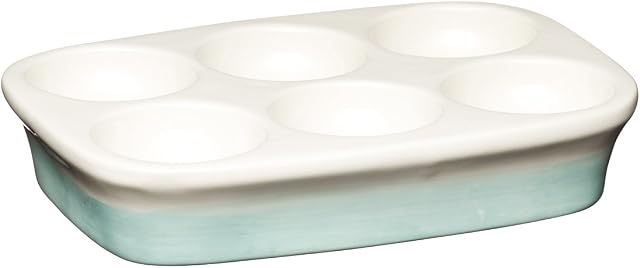 KitchenCraft Apple Farm Hand-Finished Vintage-Style Ceramic Egg Holder, 15.5 x 11 cm (6" x 4.5") - Cream / Green