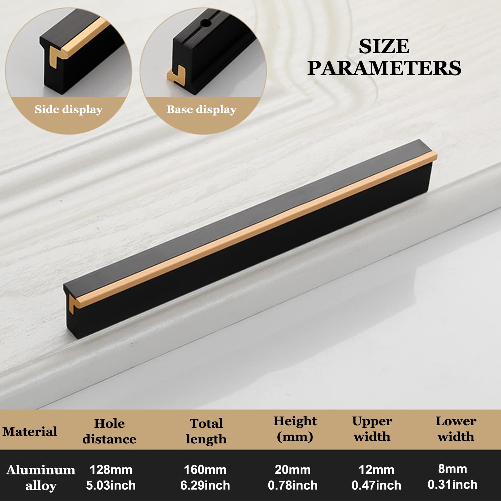 Schrankgriffe, 10 Stück, Messing-Schubladengriffe, 12,7 cm, goldene Griffe für Schränke, einfach zu installierende Schranktürgriffe, perfekte Dekoration für Zuhause (Grau, Gold, Schwarz, 128 mm)
