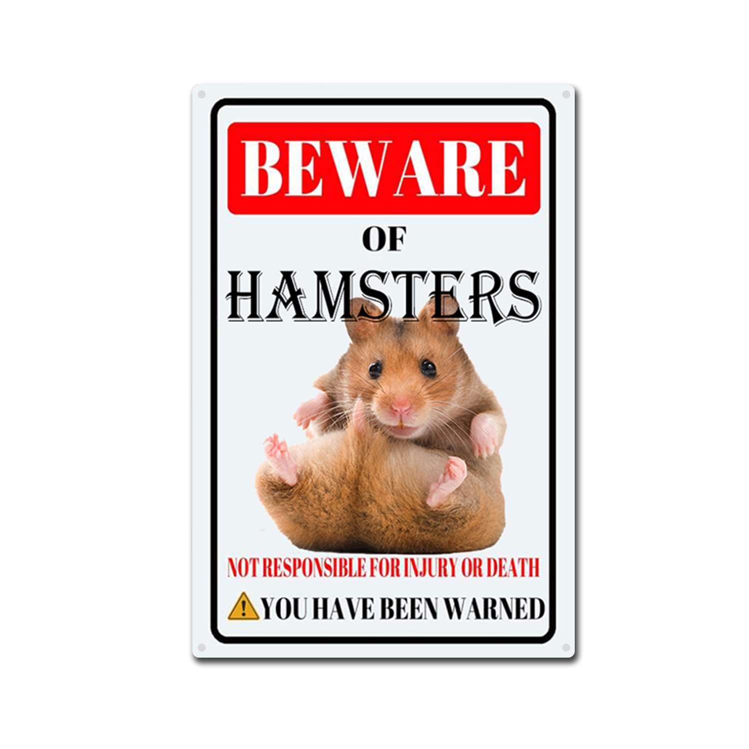 RSPYOAG Hamsters Tin Sign Beware of Hamsters Metal Sign Funny Home Wall Decor Outdoor Warning Decorations Signs-8x12inch-Tin Sign