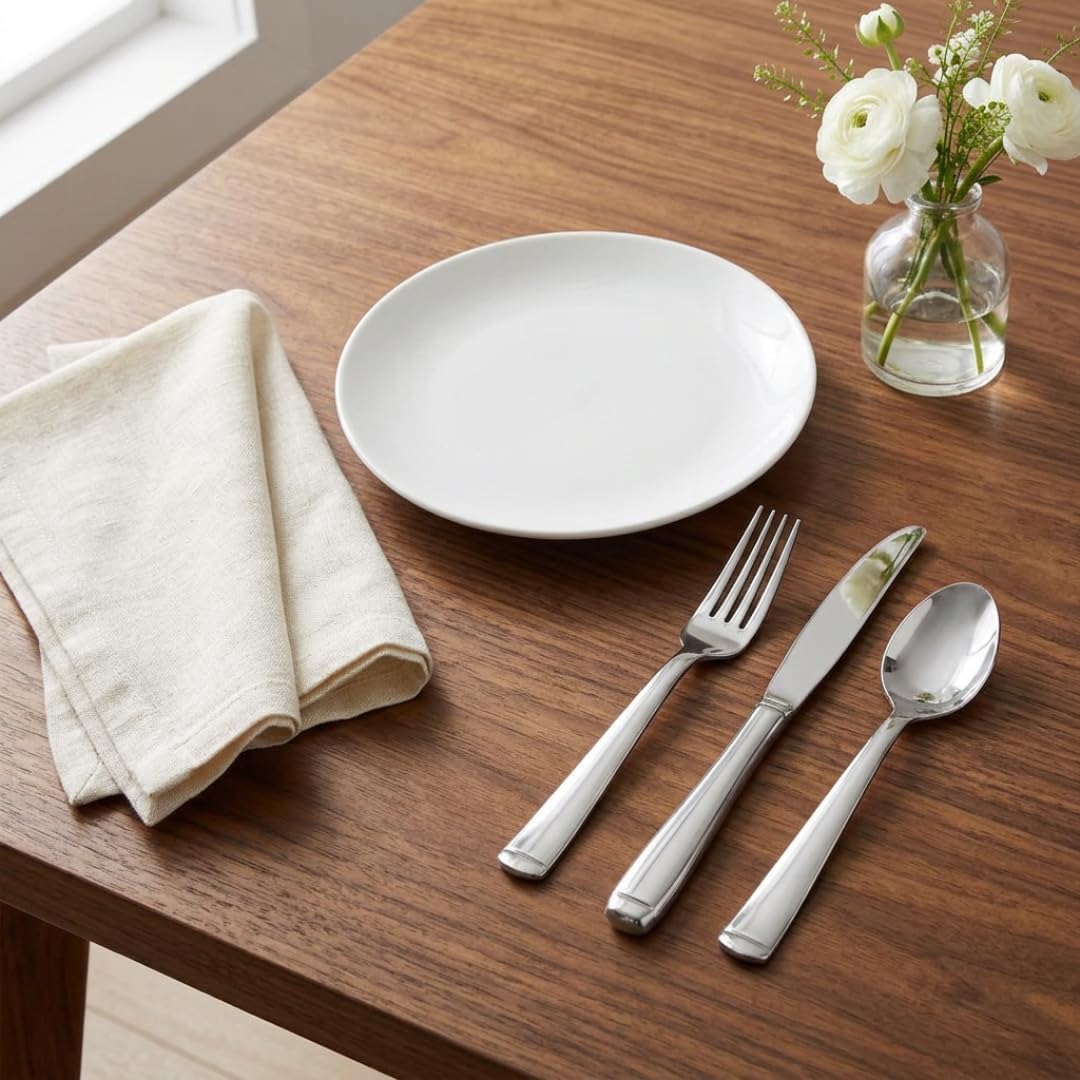Liberty Tabletop 12 Piece Lexington Flatware Set, 18/10 Stainless Steel, Silver, Dishwasher Safe, Service for 4, Made in USA