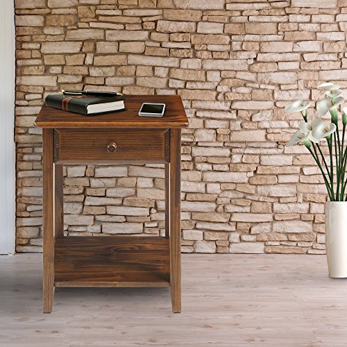 Casual Home Night Owl Nightstand With Usb Ports-Warm Brown #TOP1
