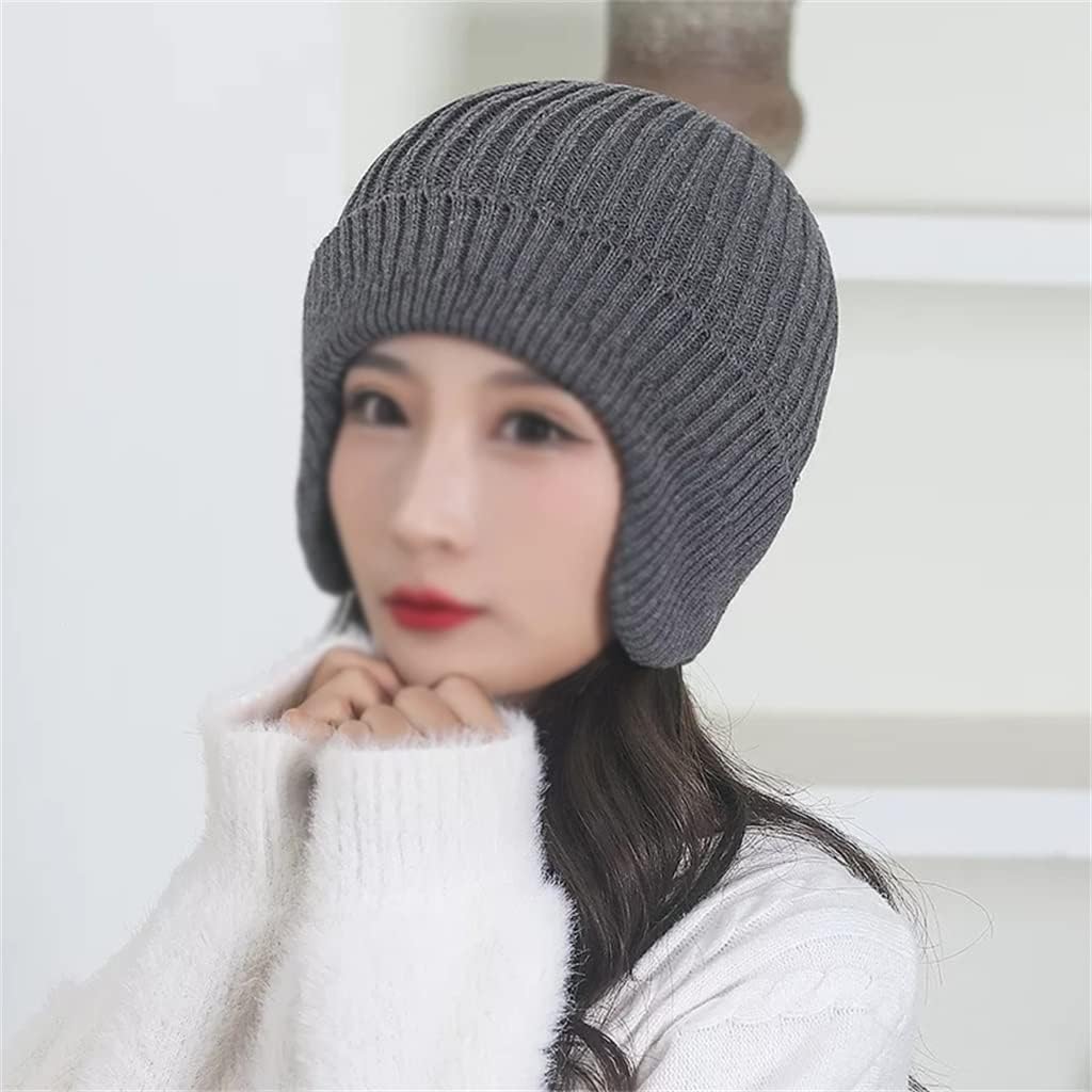 Autumn Winter Ear Guards Women Men Warm Thick Beanie Hat Soft Knit Earmuffs Caps