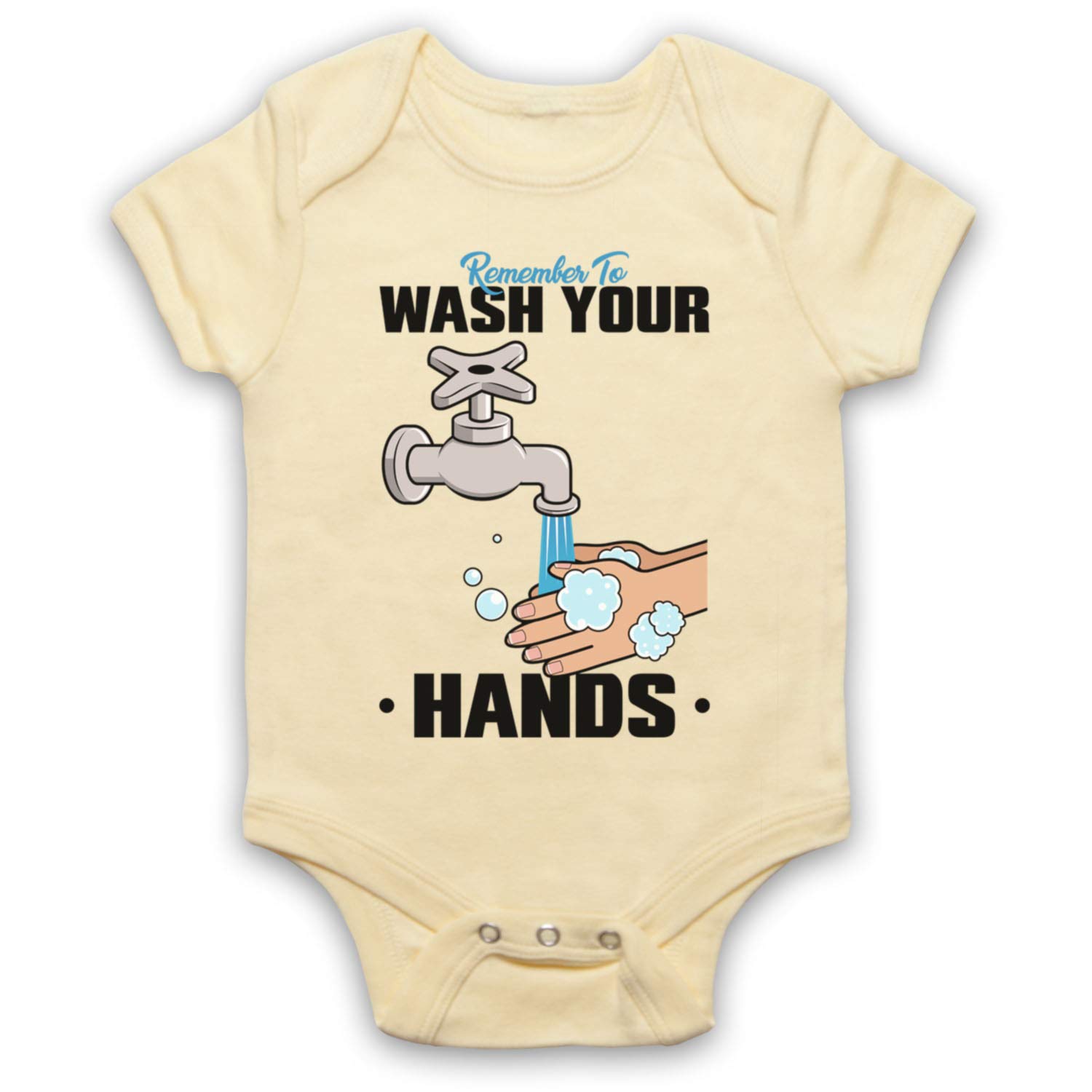 Barboteuse bébé jaune clair 0-3 mois imprimée Remember to Wash Your Hands