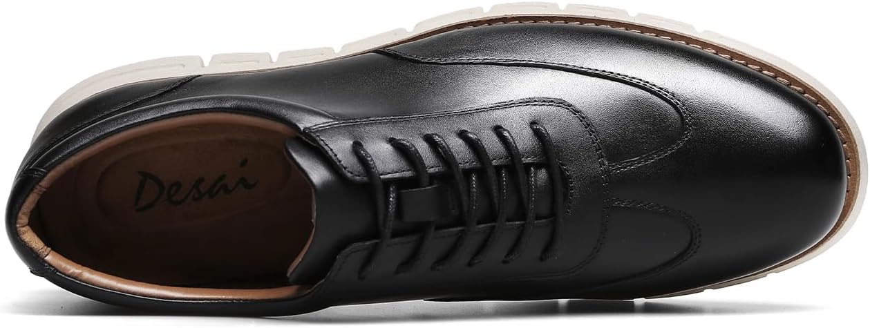 DESAI Mens Casual Leather Shoes Soft Genuine Leather for Relaxed Style and Smooth Wear