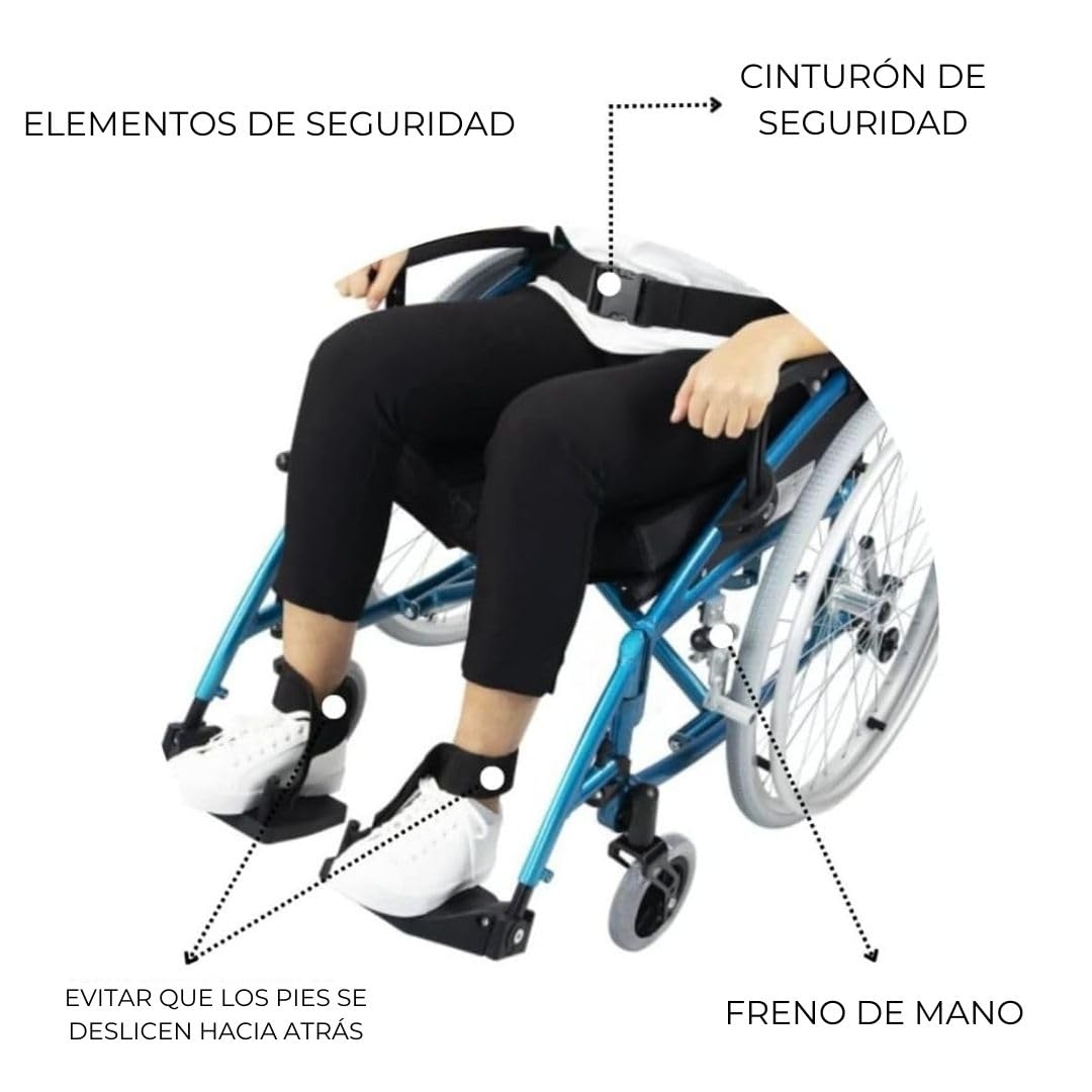Mobiclinic® pro, Silla de ruedas venecia, Plegable, Premium, Extracción con un botón, Cojín grueso, Aluminio, Respaldo partido, Cinturón seguridad, Estética deportiva, Altura regulable