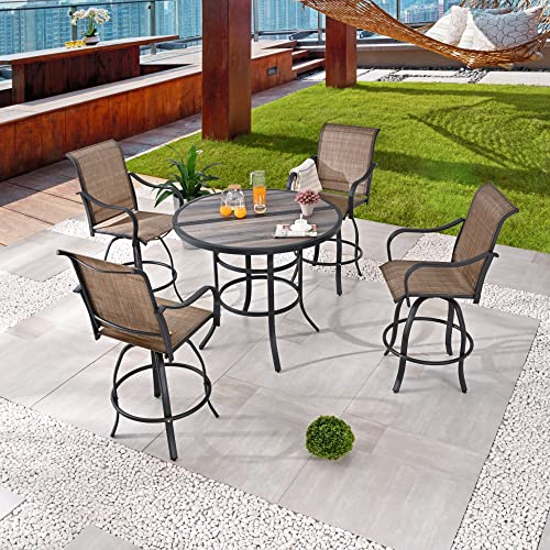 Image of LOKATSE HOME Outdoor Swivel Bistro Stool Set of 4 for Balcony, Poolside, Backyard, Garden, Khaki