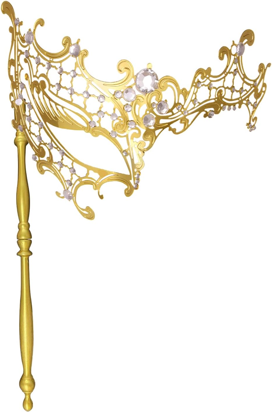 Masquerade Mask for Women - Shiny Metal Mask for Halloween & Mardi Gras Parties