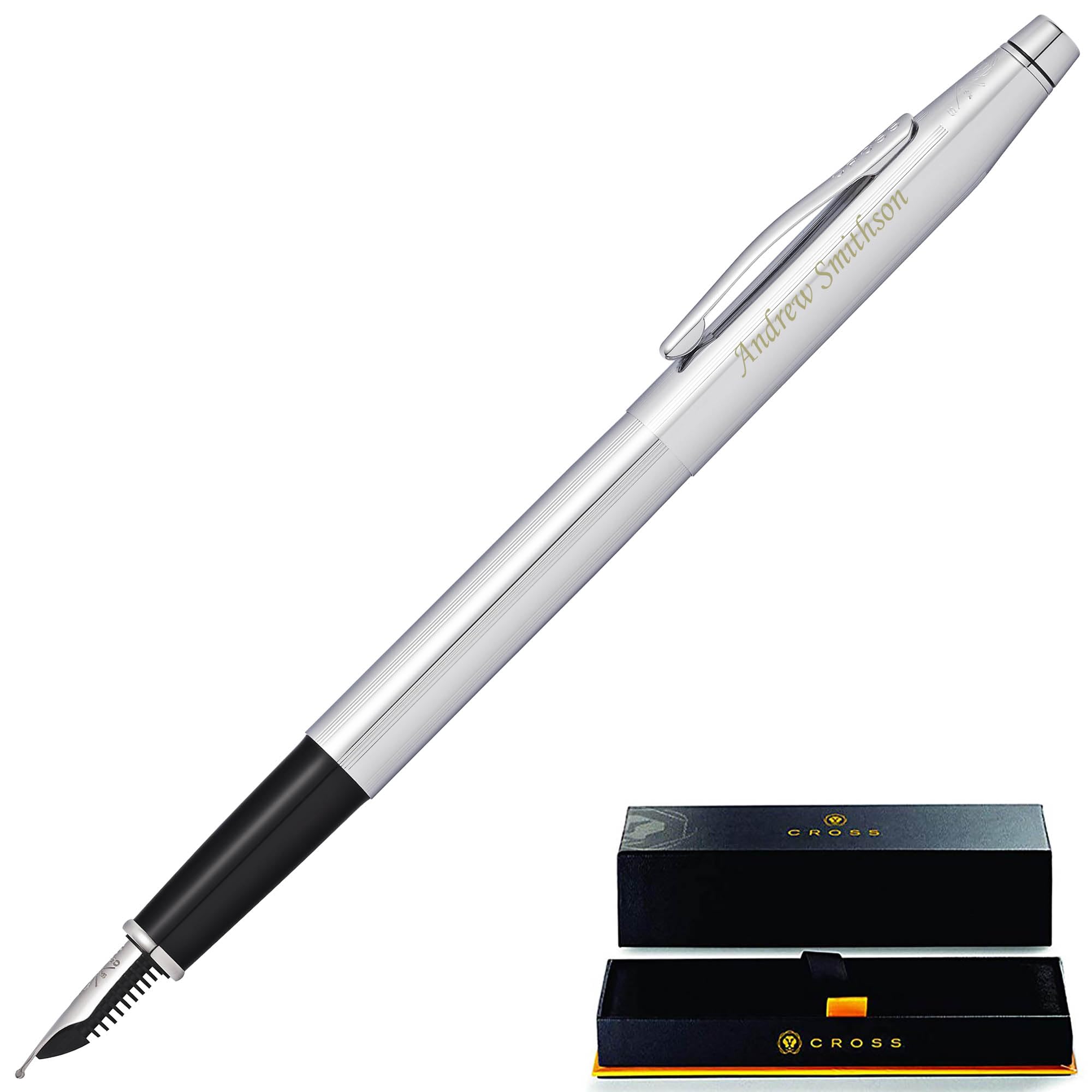 Cross Fountain Pen | Personalized Cross Classic Century Chrome Fountain Pen AT0086-108MS. Custom Engraved Fast. Comes in Gift case.