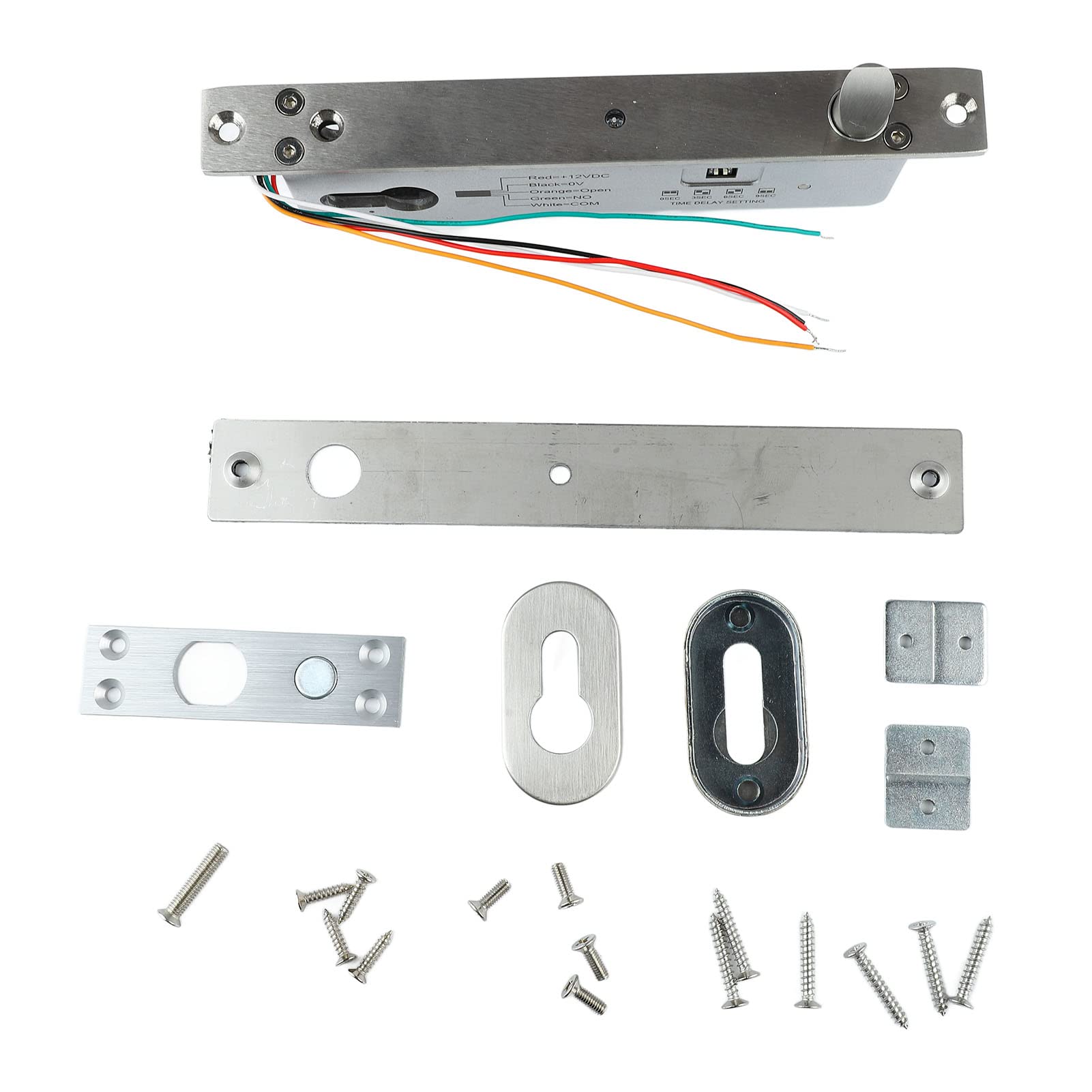 Generic Elektryczny Zamek Ryglowy Trwała, Odporna na rdzę, Mocna Stal Nierdzewna do Drzwi Metalowych z Drewna (5 drutów 12 V odblokuj ukośny język bez klucza)