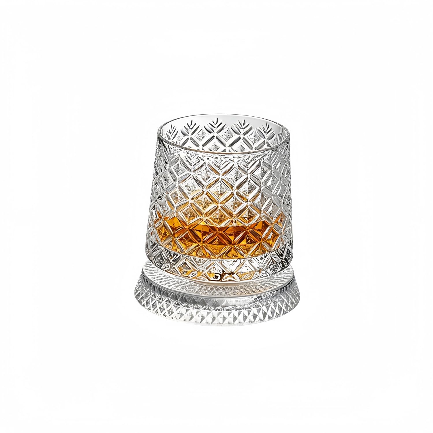 Bicchieri da whisky rotanti a 360°, con sottobicchieri luminosi a LED, bicchieri trasparenti rotanti da 270 ml, per scotch e bourbon, bicchieri da cocktail per feste a casa, regalo per gli amanti del