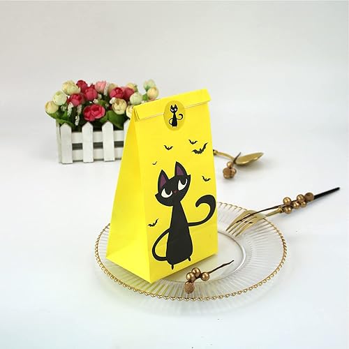 Miniatura 6 de Bolsas de golosinas de Halloween  24 bolsas de regalo de Halloween para trucos o tratos, 24 calcomanías de Halloween, bolsas de regalos de