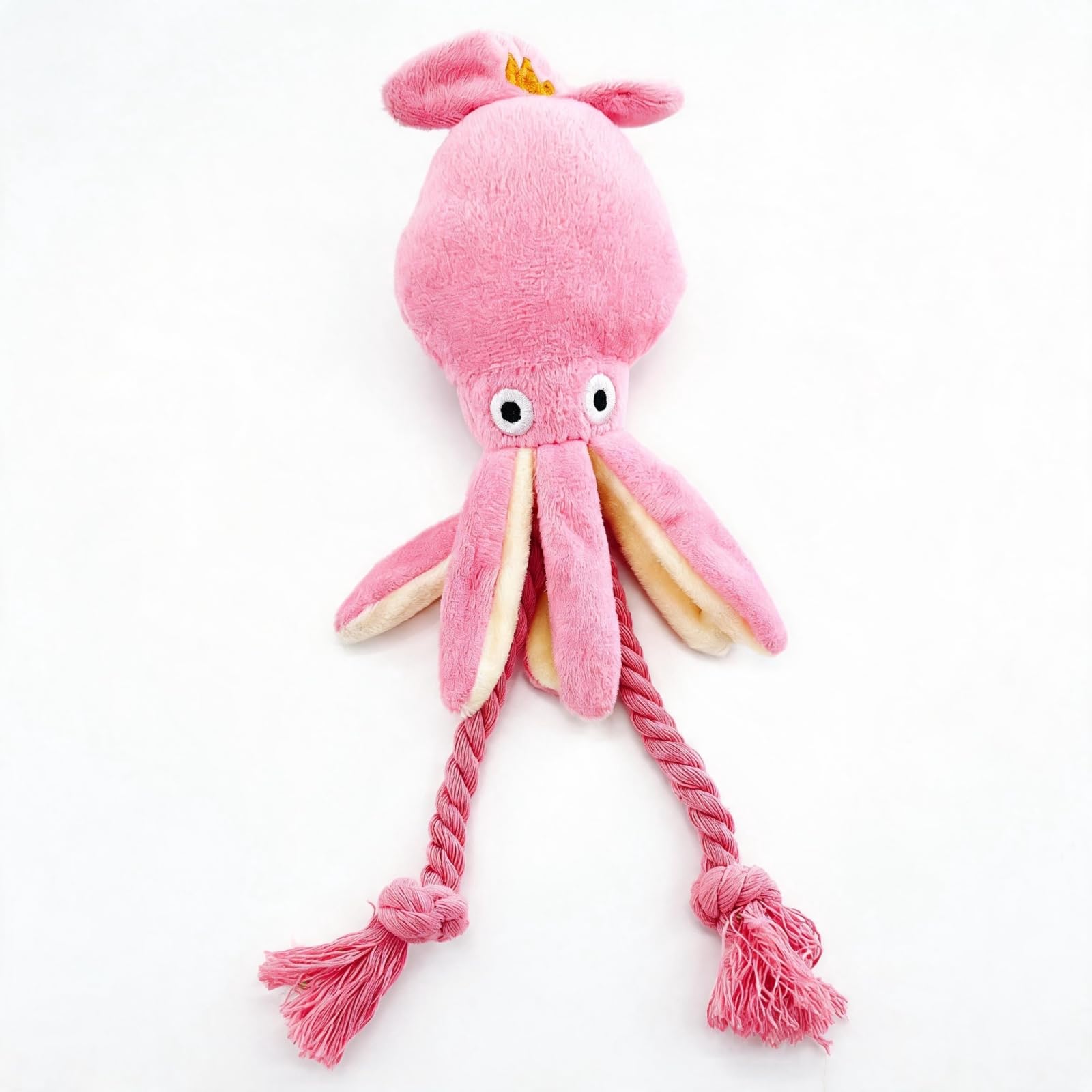 Mounteps Durable Squeaky Plush Dog Toy, Squid Octopus Rope Chew Toy