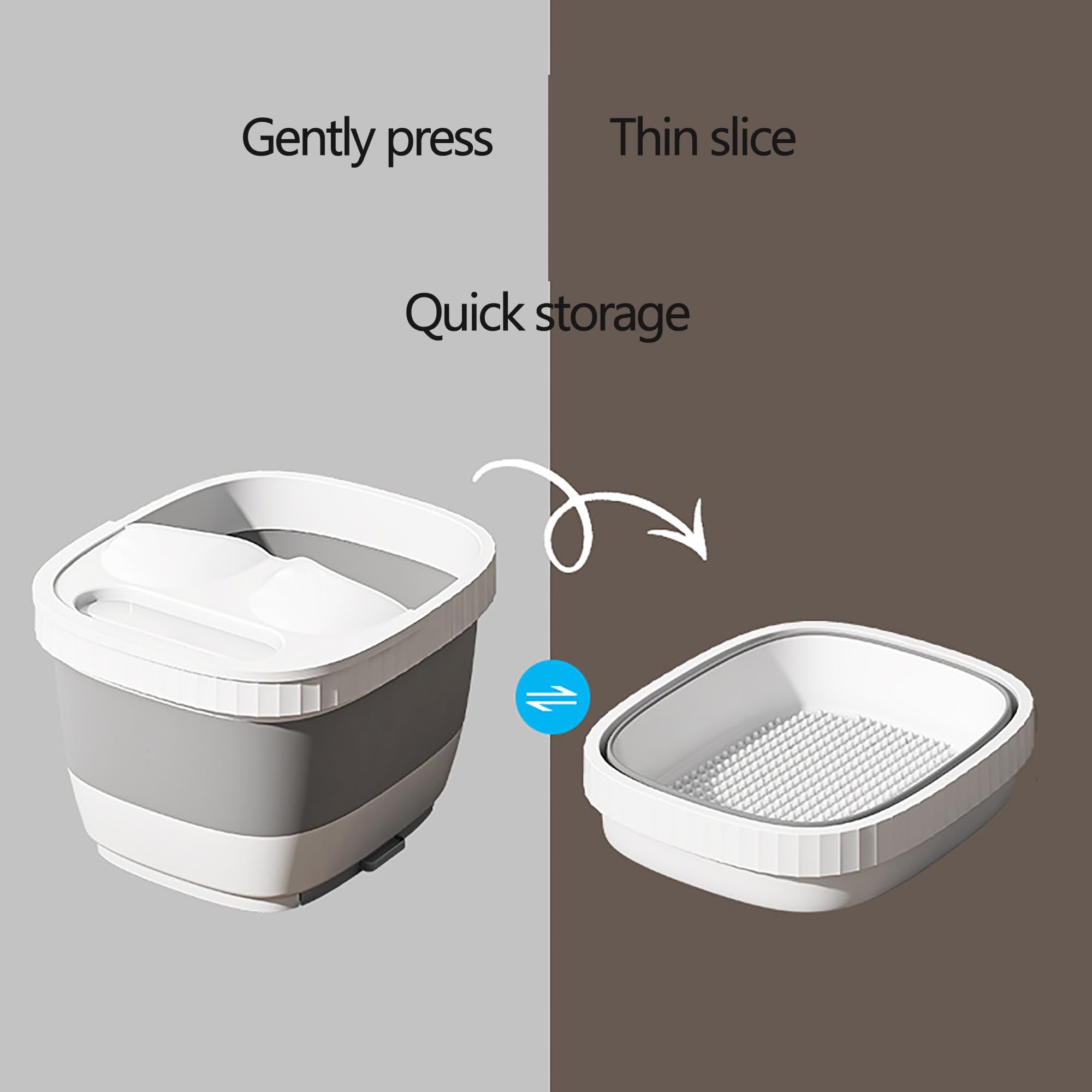 Masajeador De Pies Baño De Pies Bañera para Viajes En El Hogar Bañera De Pie De Gran Capacidad con Reposapiés Retráctil Y Puntos De Masaje Elevados Alivia Los Nervios De Los Pies Y Alivia La Fatiga (