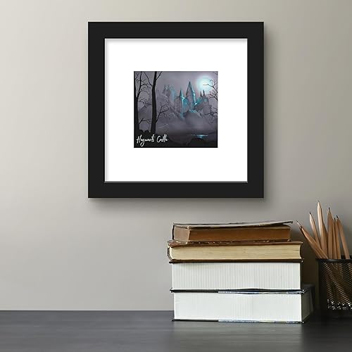 Miniatura 4 de Trends International Gallery Pops Harry Potter - Arte de pared Glimmer Hogwarts Castle Moonlight, versión enmarcada negra, 12 x 12 pulgadas