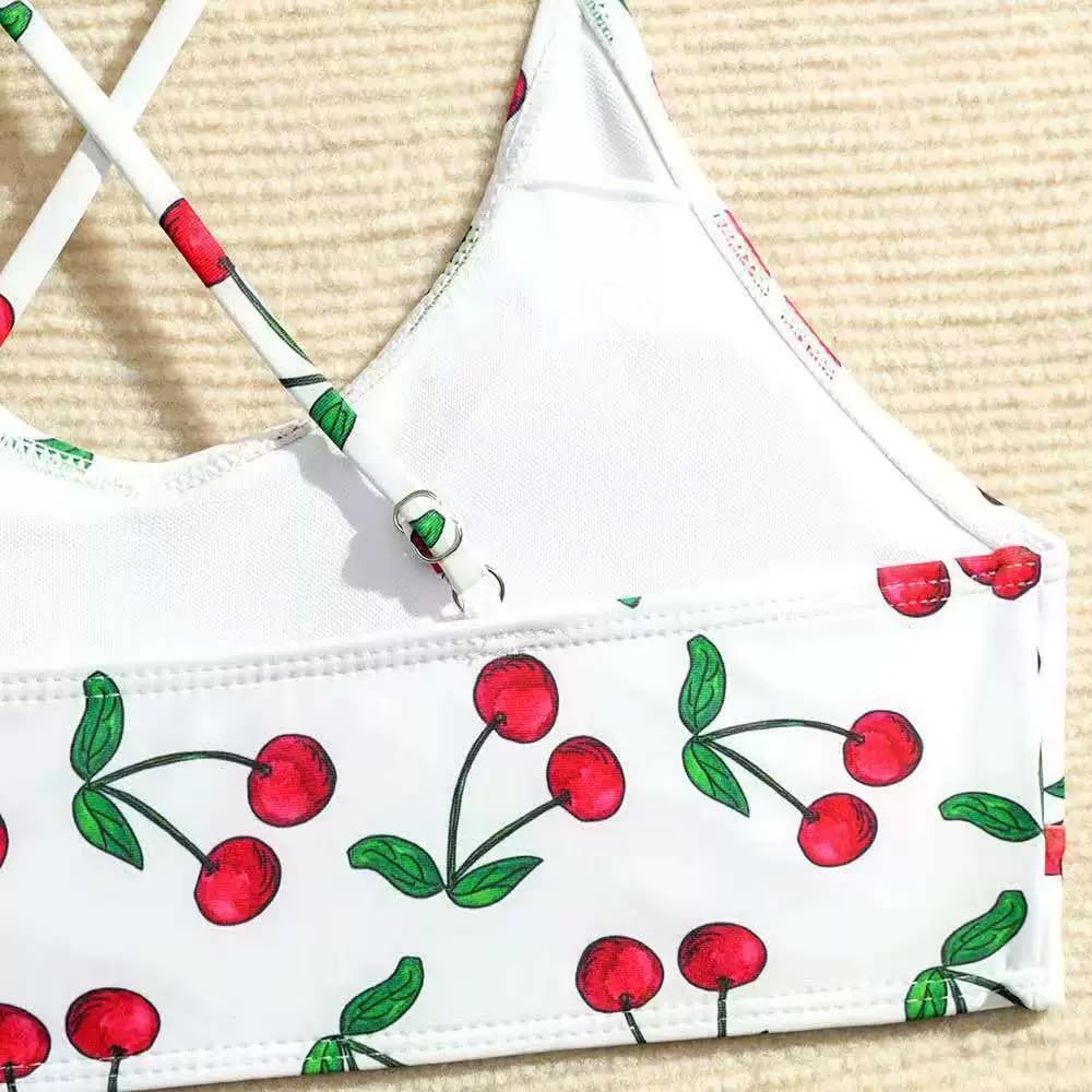 Traje de baño de dos piezas con estampado floral para niñas, adecuado para niños mayores y adolescentes, ideal para verano, playa y fiestas en la piscina