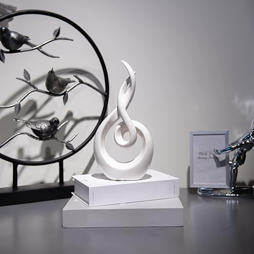 Miniatura 2 de Decoración moderna de mesa de arte abstracto, estatua de cerámica, adornos blancos modernos para sala de estar, gran idea de regalo, decoración