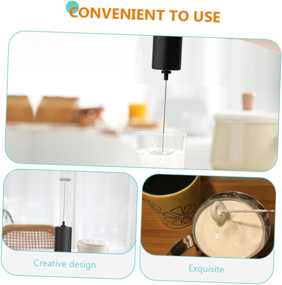 Egg White Milk Frother Handheld Rechargeable Easy to Use Milk Accessory for Coffee Household