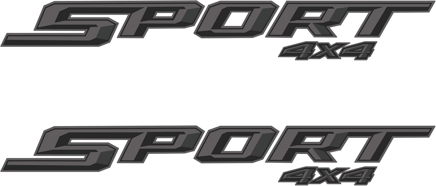 GOLD HOOK Sport 4x4 Decals Compatible with Ford F-150 XLT - Premium Series - Gray Metallic Finish - Set of 2