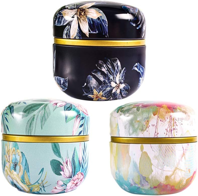 UPKOCH 3pcs Mini Metal Empty Tins Round Tin Box Flower Tinplate Containers Reusable Tinplate Box for Tea Candy DIY Candle Wedding Party Favor Gifts
