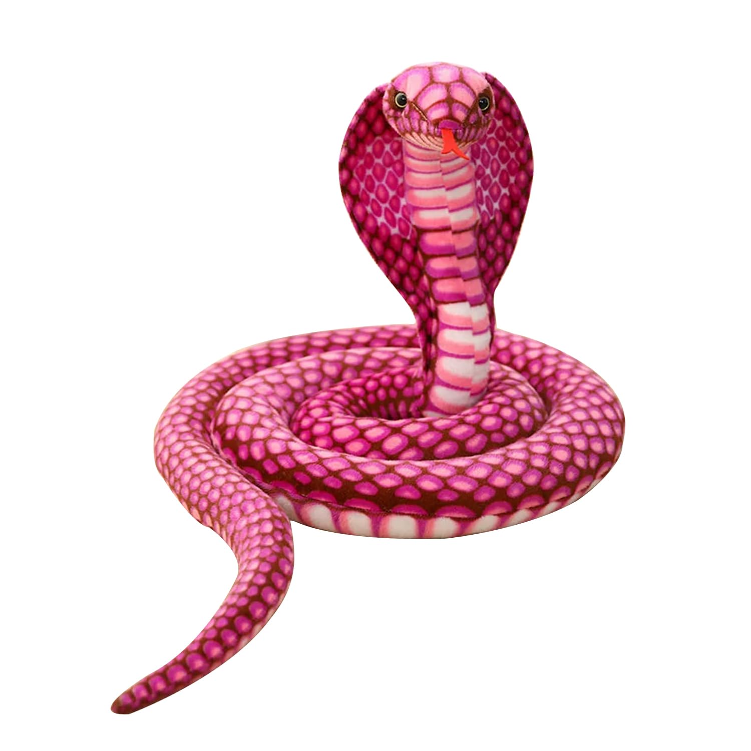 Refavor Cobra Snake Stuffed Animals - 31.5" Snake Plushies Toy Large Simulation Snake Plush Toy Realistic Snake Plush Stuffed Animal Toy Cobra Plush Toys Wild Animals Party Gifts Prank Props(Rose Red)