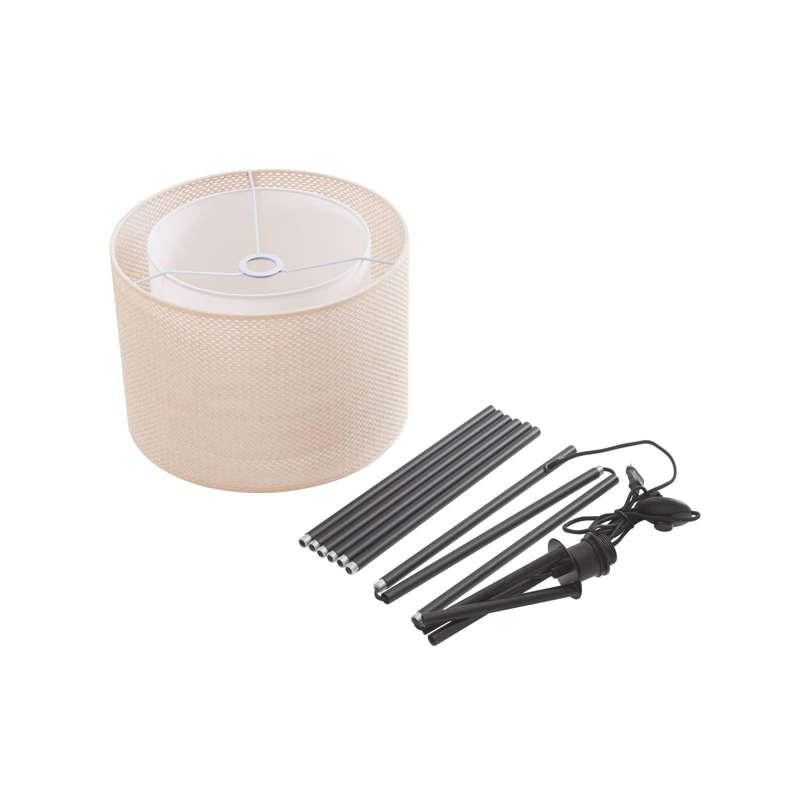Lindby Stehlampe Dreibein mit Fußschalter, Stehleuchte Textil Kunststoff Rattandesign Deko Wohnzimmer Wohnzimmerlampe 1x E27 max. 15W ohne Leuchtmittel