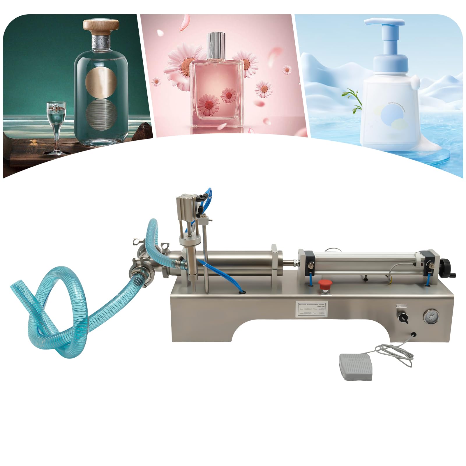 Pneumatische Abfüllmaschine, 100-1000ml Füllmaschine, Flüssige Abfüllmaschine, Kosmetische Flüssigkeitsfüllmaschine, Edelstahl Abfüllgerät, Automatisch Füllmaschine