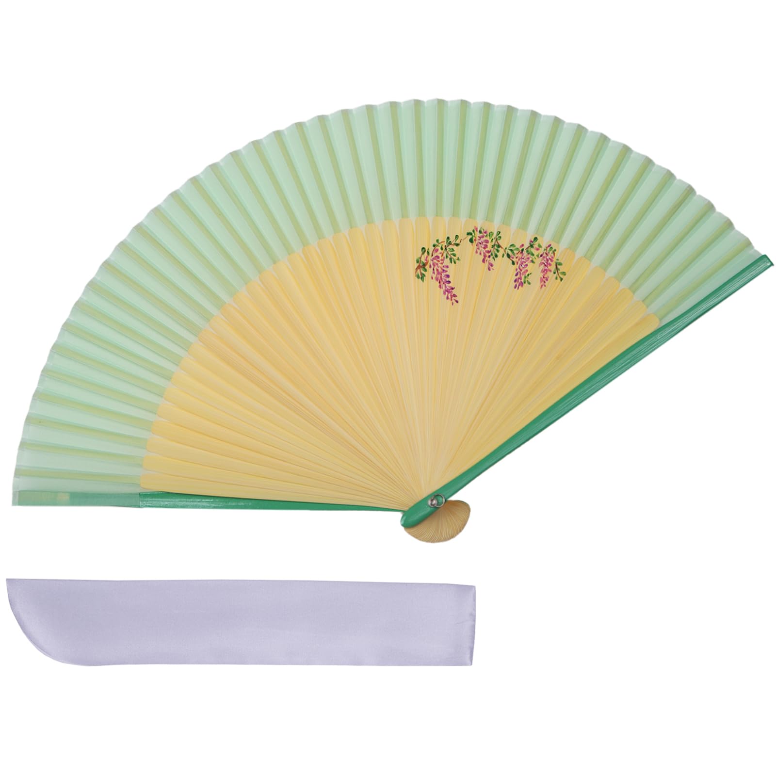 TOuWA Folding Fan, Men/Women, Bamboo Ribs, Japanese Pattern, Lightweight, Japan Souvenir, Festival, Fireworks Display, Year-End Party, New Year Party, Recital, Kimono, 2-Piece Set (Fan, Fan Pouch) : C