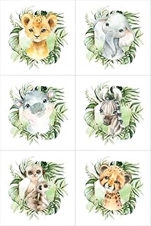 Safari Fabric Panel Set (6 Panels), Quilting Panels, Baby Quilt Panels, Cotton Baby Panels, Panel for Quilting