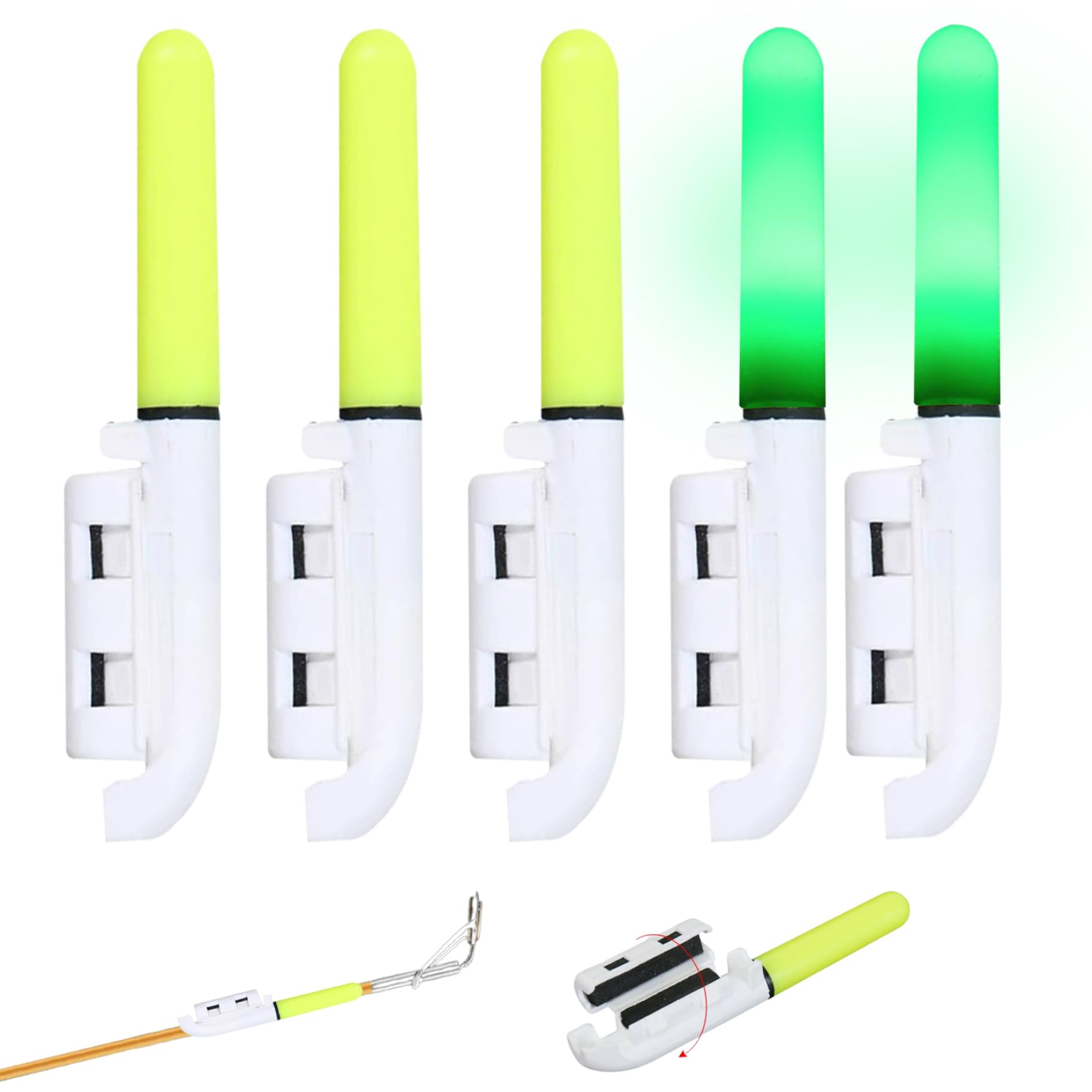 Lot de 5 bâtons lumineux LED pour alarme de touche de pêche, étanche, lumière rouge avec batterie CR425 Lot de 5 bâtons lumineux LED pour alarme de touche de pêche, étanche, lumière rouge avec batterie CR425