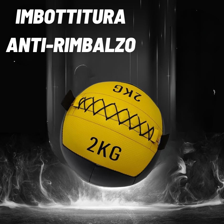 Palla Medica 2 Kg, Palla Palestra e Home Gym Wall ball Ecopelle, Slam Ball, Fitness Palla per Esercizi e Allenamento funzionale, Home Fitness