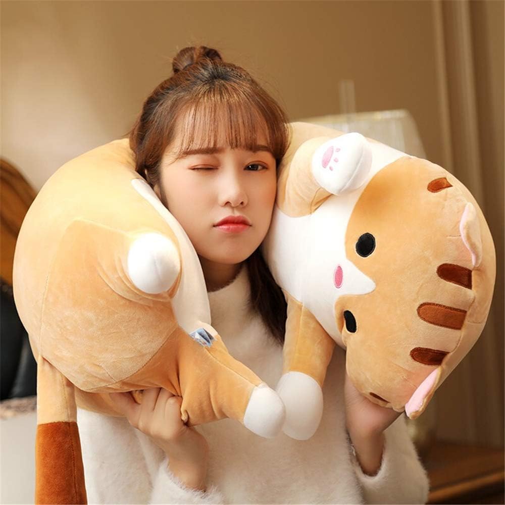 shangman Lovely Plush Cat Doll Cute Cartoon Soft Stuffed Kitten Long Throw Sleeping Pillow , Toy Gift for Kids Girlfriend Multiple Size (Brown,90cm/35.4in)