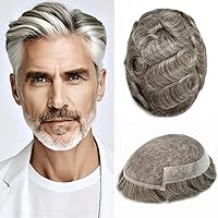 Vista 116 de Toupee - Sistema de cabello humano no quirúrgico para hombres Toupee indetectable de encaje para hombres, extensiones de cabello gris 100% cabello