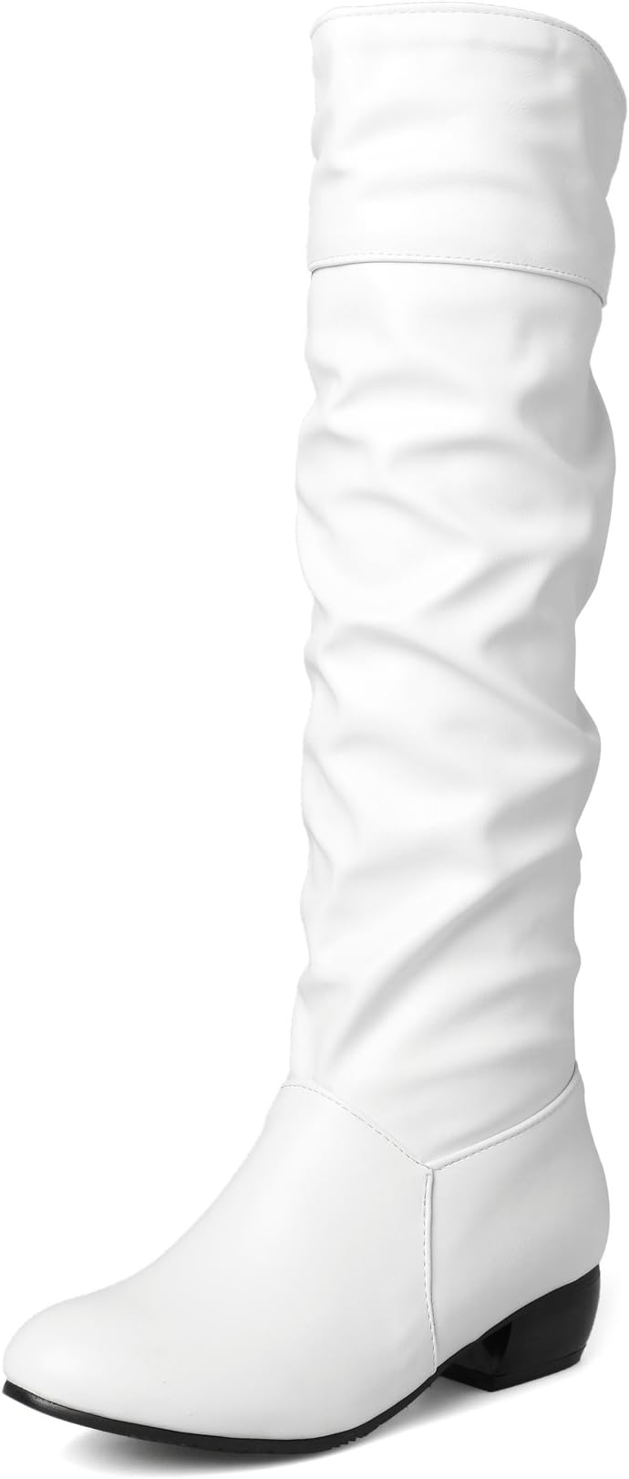 SungtinWomen's Faux Leather Knee High Flat Slouch Boots