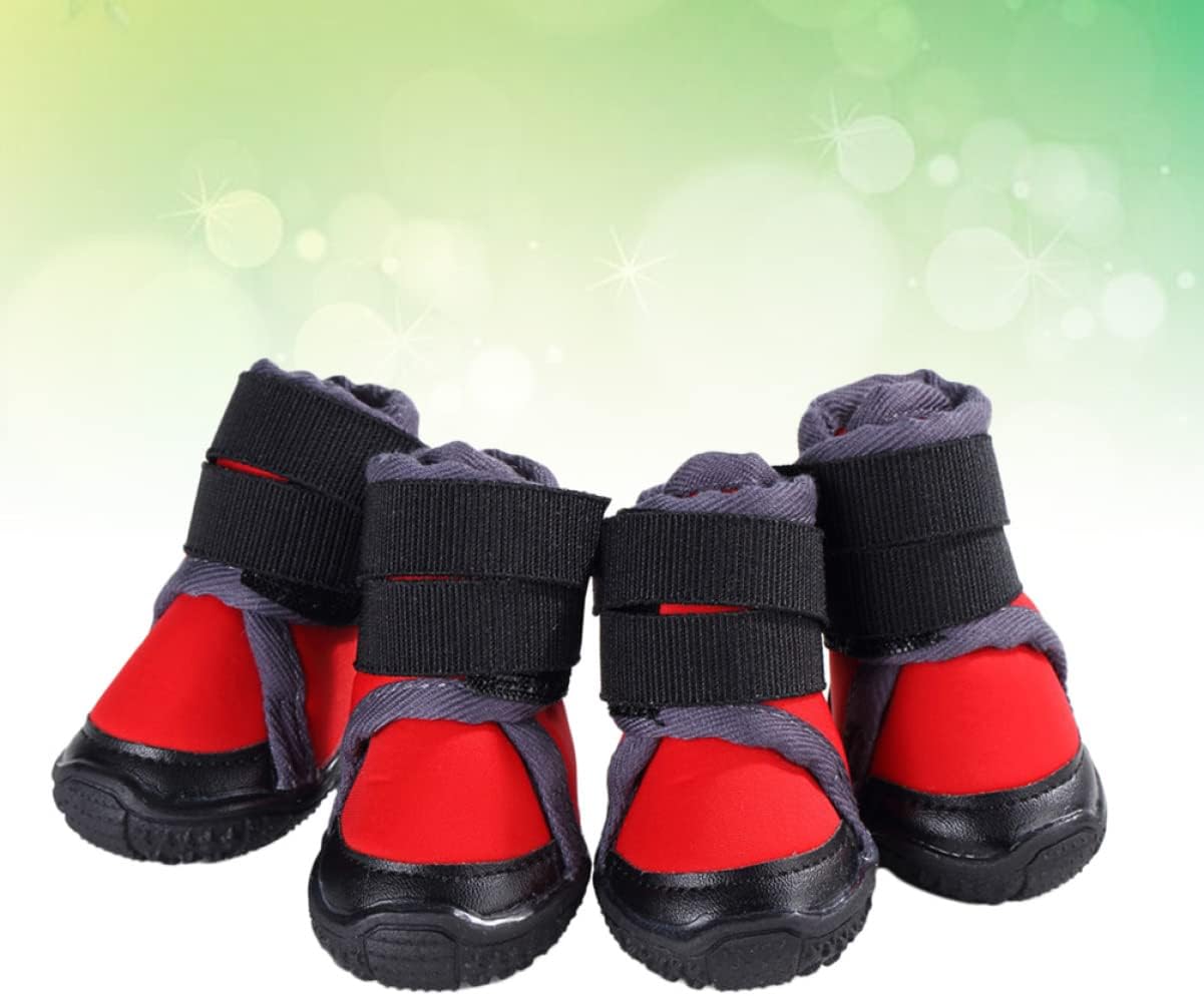 BESPORTBLE 4pcs Outdoor Dog Warm Shoes Non- Boots for Dogs for Hiking and Climbing Red