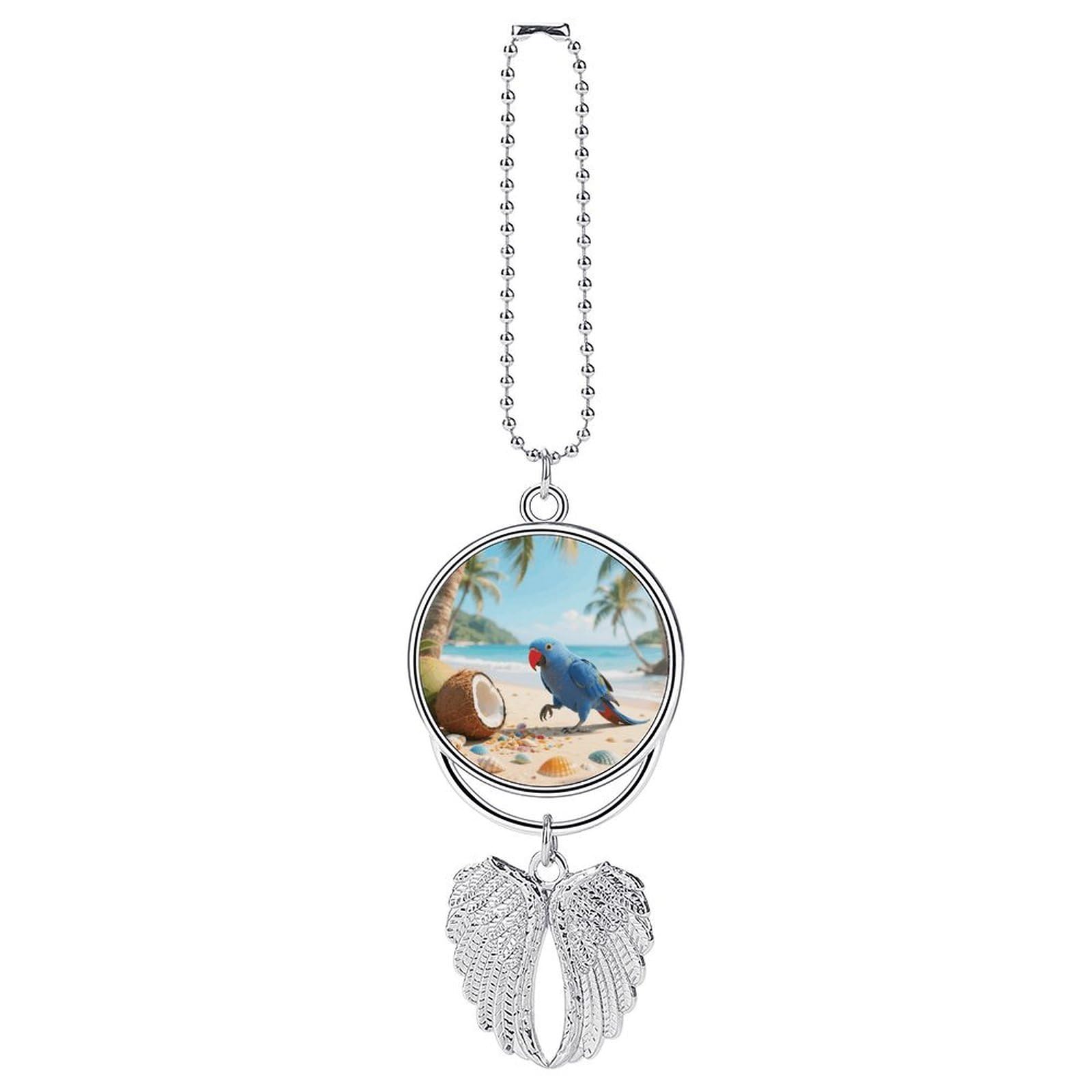 Ropical Parrot Guardian Angel Wing Car Ornament for Mirror, Zinc Alloy Hanging Charm with Spiritual Design for Protection, Rearview Mirror Accessory Decor Gift for Women Men(Silver)