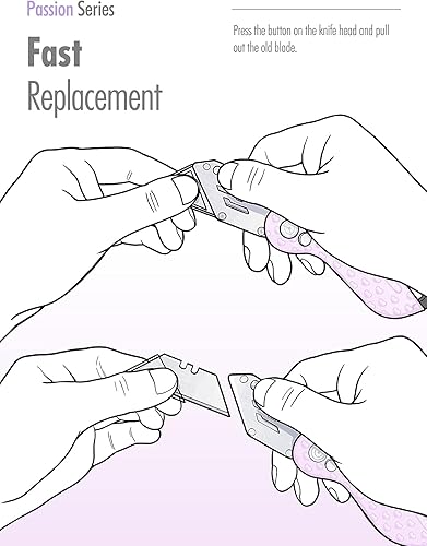 Miniatura 5 de FantastiCAR Cuchillo plegable para cortador de caja, cuerpo de metal único, botón de bloqueo de seguridad y cambio rápido de cuchilla, con 5