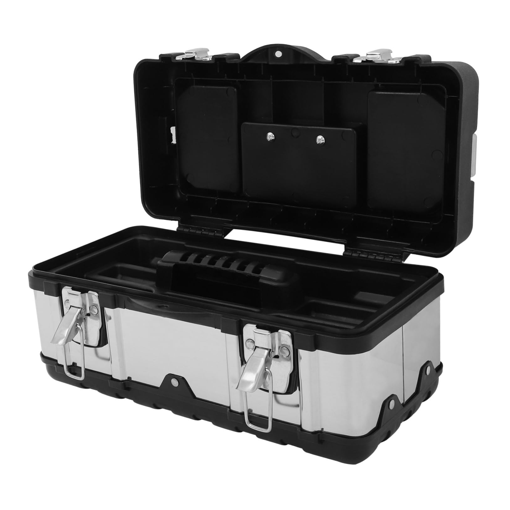 Cassetta portautensili portatile in acciaio inox con maniglia bloccabile per attrezzi, contanti e bagagli, custodia rigida per attrezzi, cassetta degli attrezzi resistente e caja de herramientas
