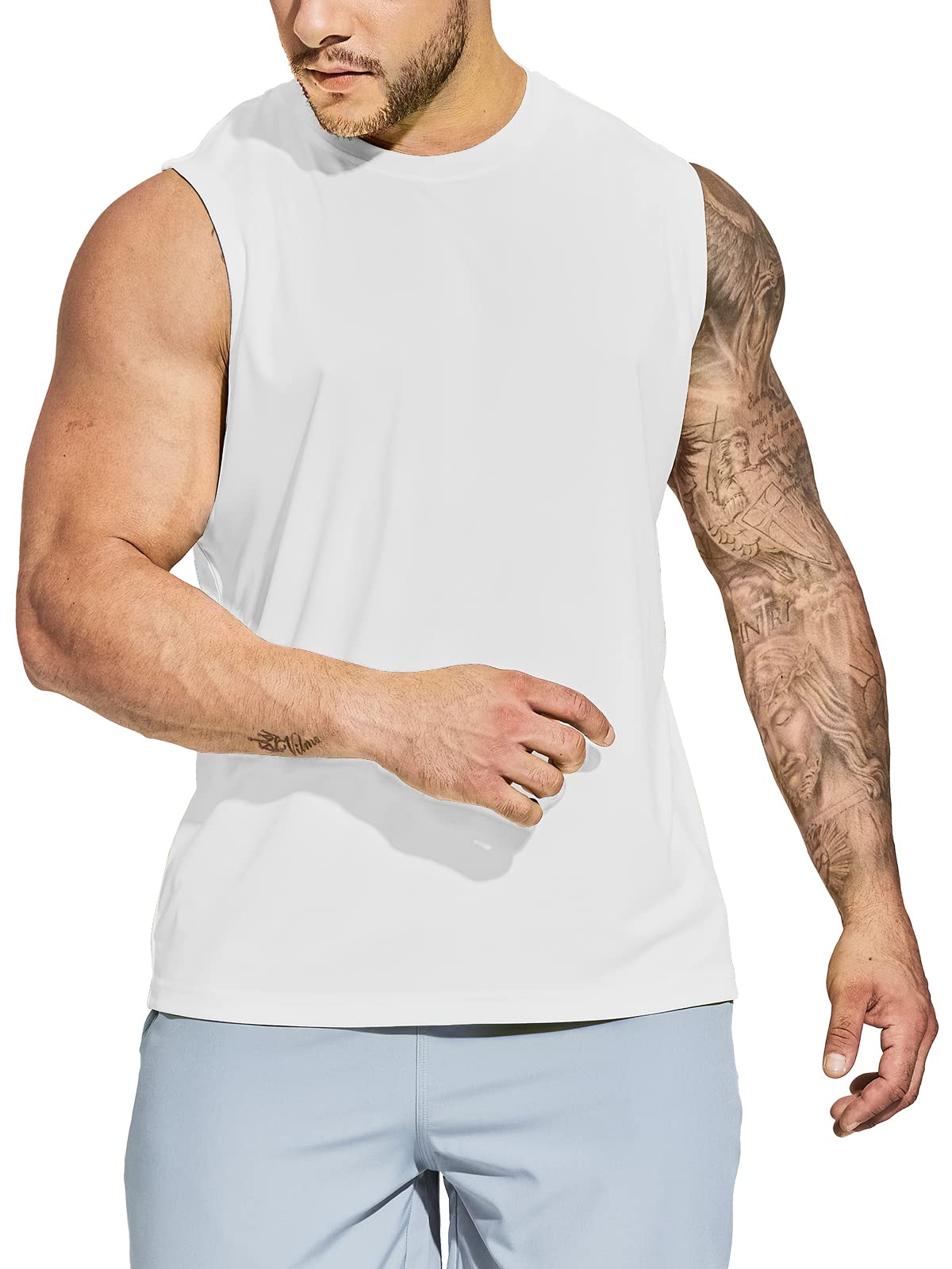 MIER Débardeur d'entraînement pour homme UPF 50+ - Séchage rapide - Sans manches - Protection UV