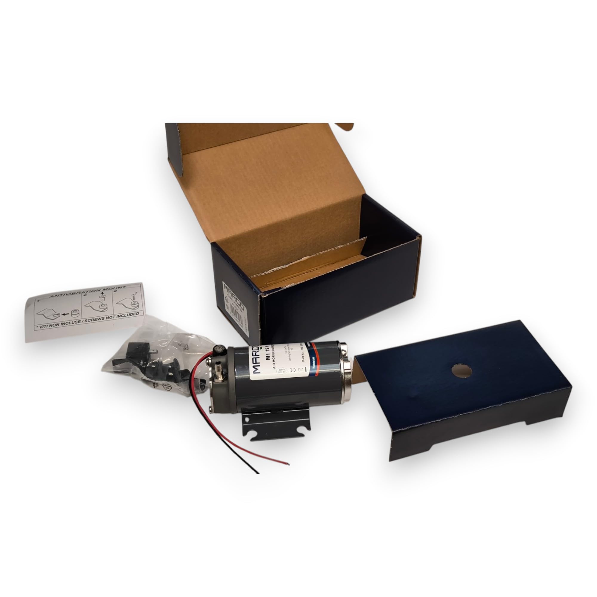Marco Pump M1 Compresseur d'air pour klaxon, 12 V/24 V, très résistant, design compact, gonflage rapide, idéal pour les kits de klaxon de train, voiture et camion, performance fiable, installation