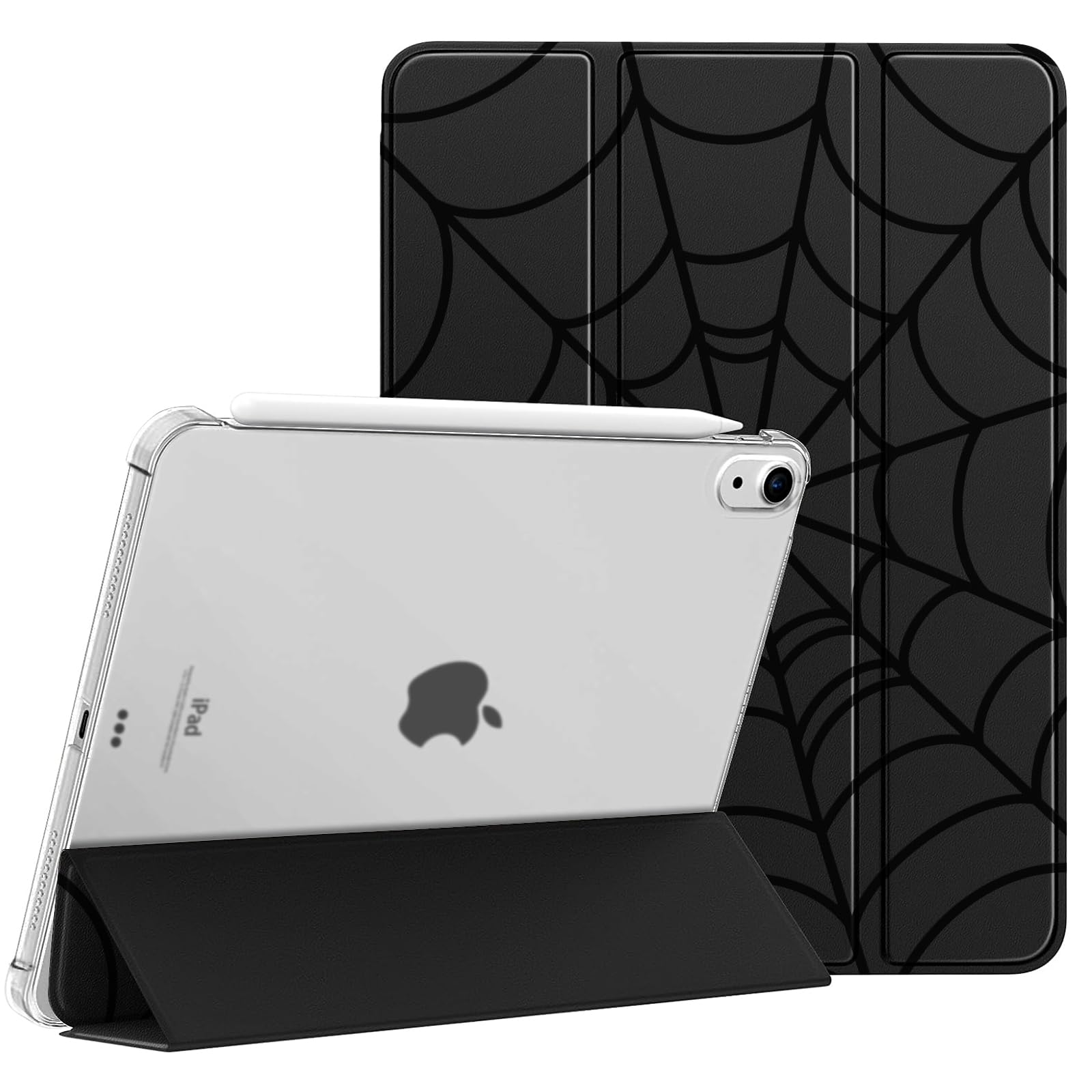 Lovmooful Compatible for iPad Air 6th 11-inch M2 (2024),iPad Air 5/4 (2022/2020 5th/4th Generation 10.9-Inch) Case with Pencil Holder Cute Black