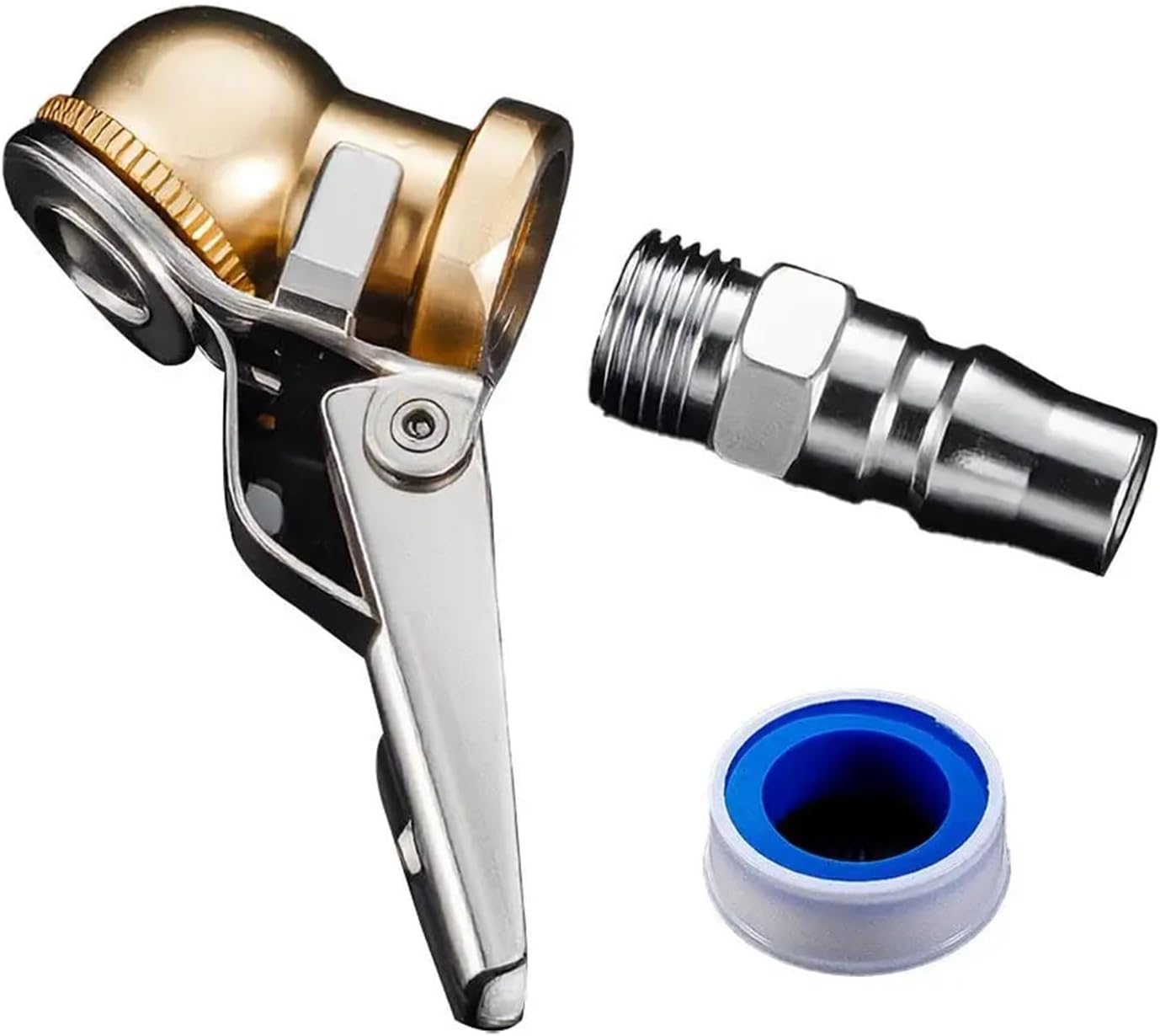 2-Pack 1/4 FNPT Tire Air Chuck, Closed Ball with Clip for Inflator Gauge & Compressor