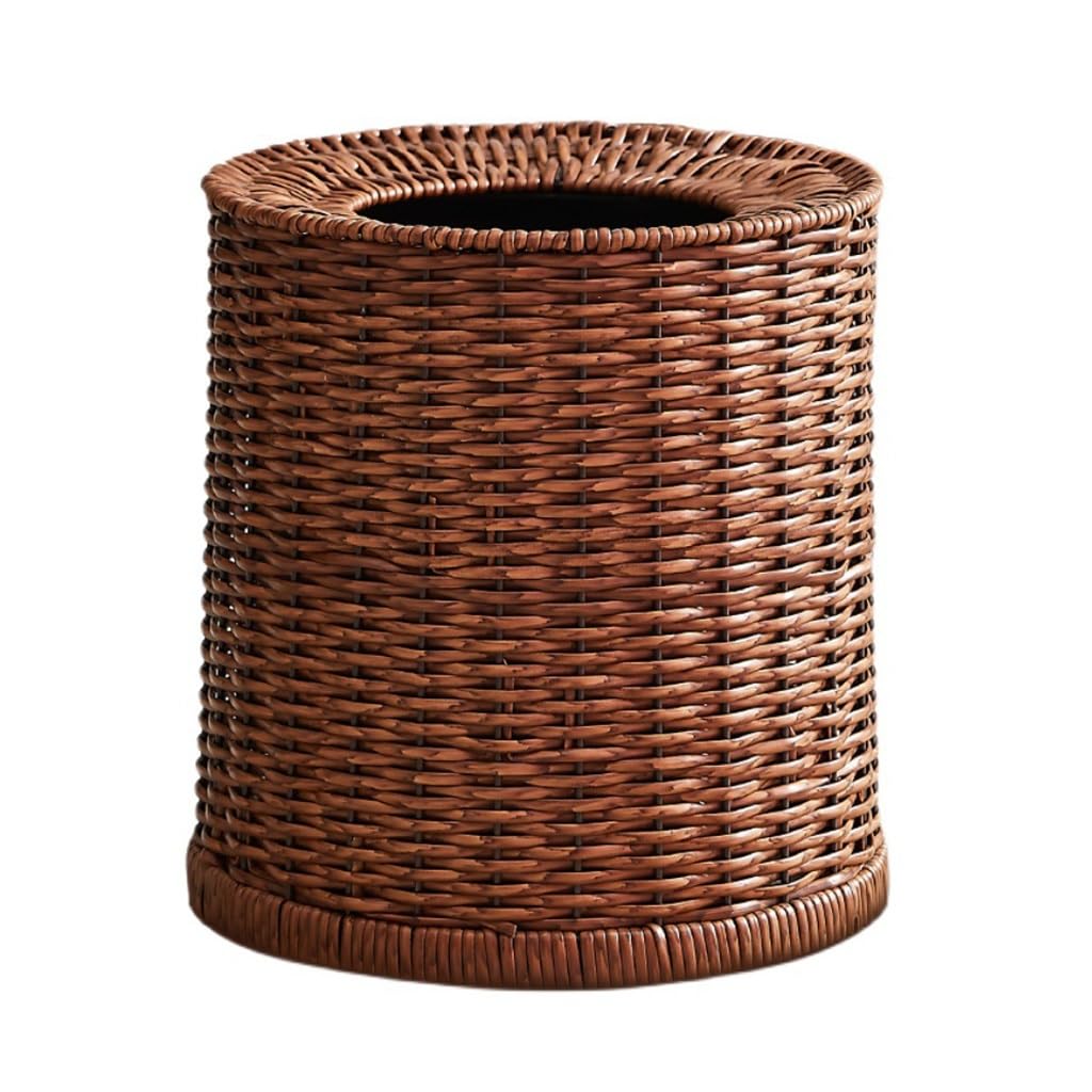 Cesta de basura de mimbre ovalada que evita manchas con forro impermeable 8