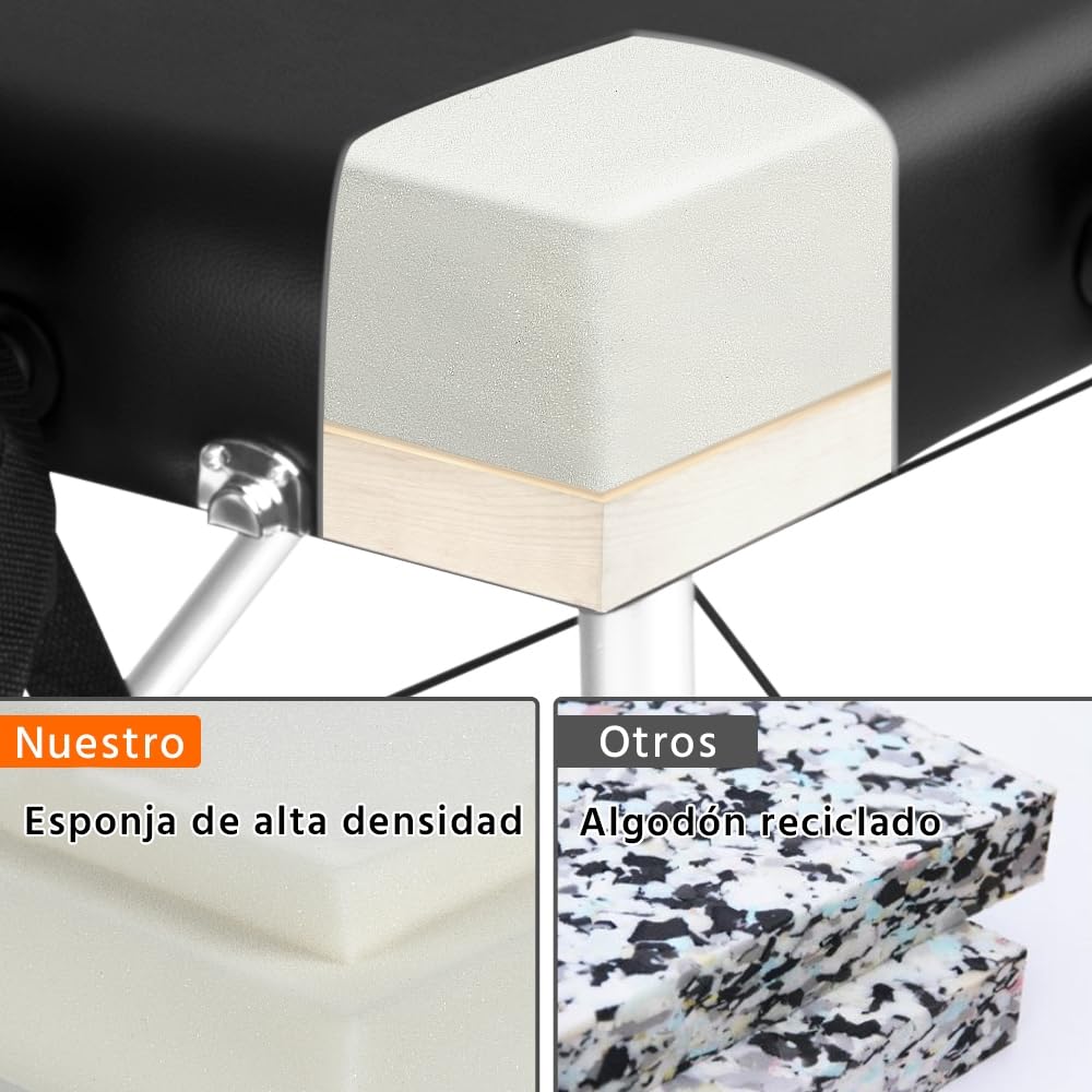 Yaheetech Camilla Masaje Plegable Portátil Profesional de 2 Zonas Capacidad 250 kg con Bolsa para Fisioterapia Reposacabezas Ajustable Altura y Reposabrazos Extraíbles 213 x 80 cm/Negro