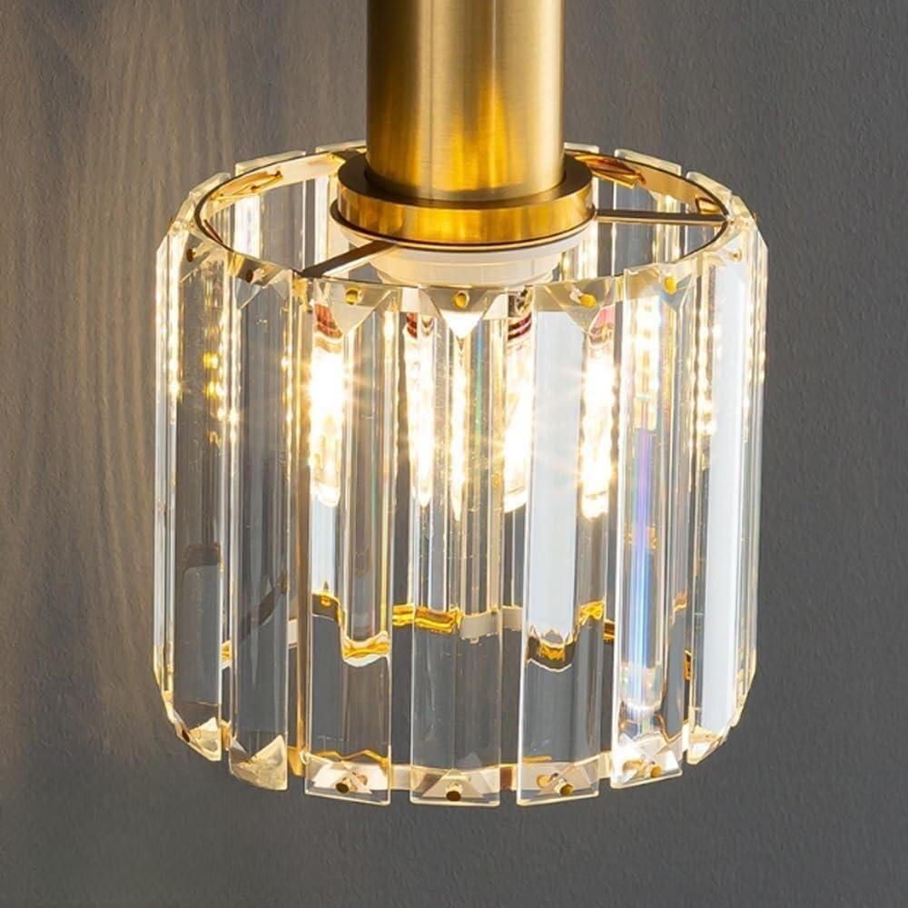 HYJAUSXB Modern Nordic Simple Crystal Chandelier,E27 Base Hanging Light,Home Decorative Pendant Light,Indoor Adjustable Height Ceiling Light Fixture for Kitchen Island Dining Room Bedroom Hall